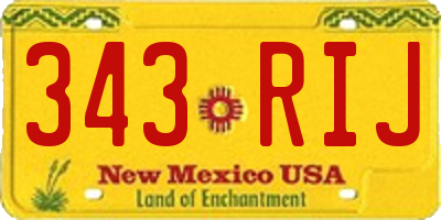 NM license plate 343RIJ