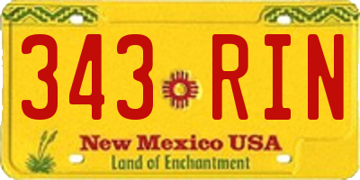 NM license plate 343RIN