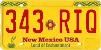 NM license plate 343RIQ
