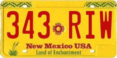 NM license plate 343RIW