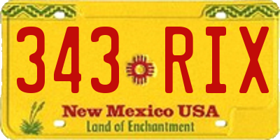 NM license plate 343RIX