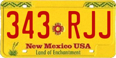 NM license plate 343RJJ