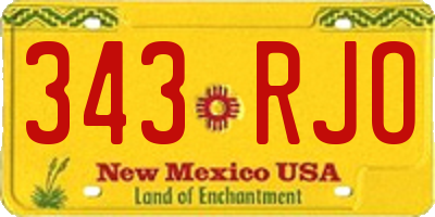 NM license plate 343RJO