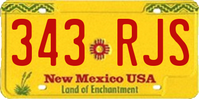 NM license plate 343RJS