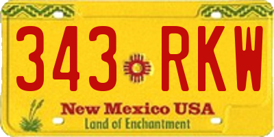 NM license plate 343RKW