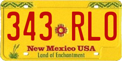 NM license plate 343RLO