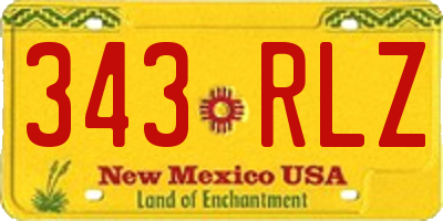NM license plate 343RLZ
