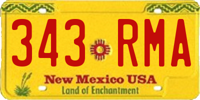 NM license plate 343RMA