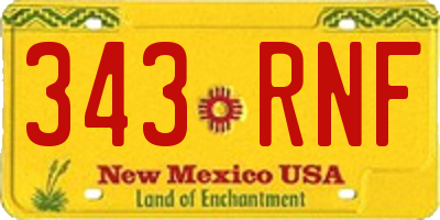 NM license plate 343RNF
