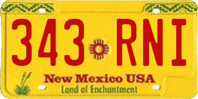 NM license plate 343RNI