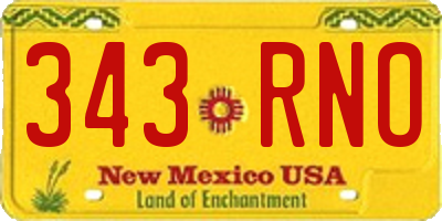 NM license plate 343RNO