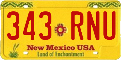 NM license plate 343RNU