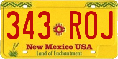 NM license plate 343ROJ