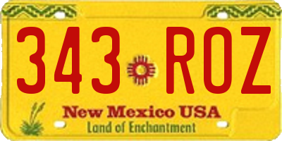 NM license plate 343ROZ