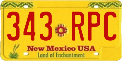 NM license plate 343RPC
