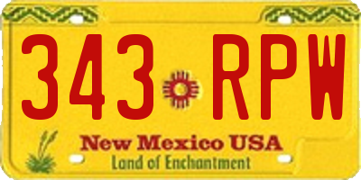 NM license plate 343RPW