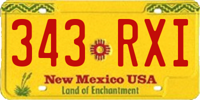 NM license plate 343RXI