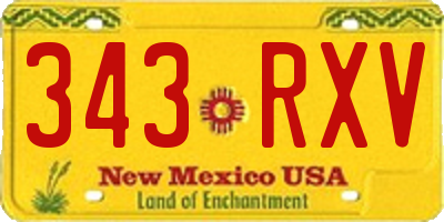 NM license plate 343RXV