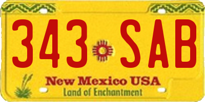 NM license plate 343SAB