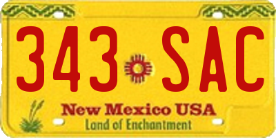NM license plate 343SAC