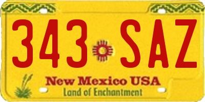 NM license plate 343SAZ
