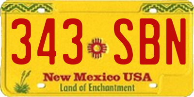 NM license plate 343SBN