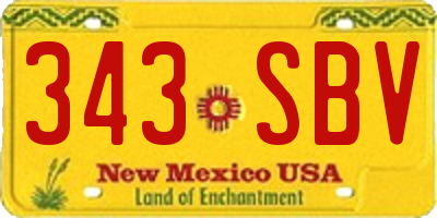 NM license plate 343SBV
