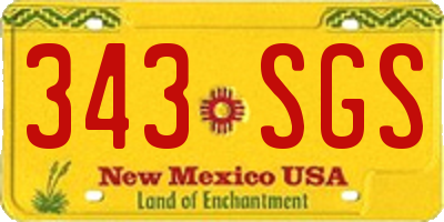 NM license plate 343SGS
