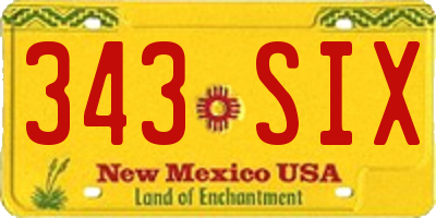 NM license plate 343SIX
