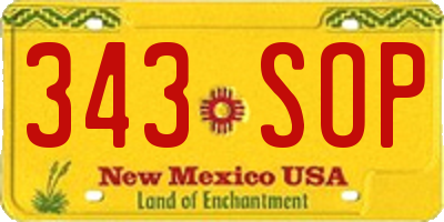 NM license plate 343SOP