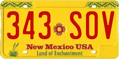NM license plate 343SOV