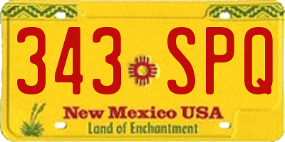 NM license plate 343SPQ