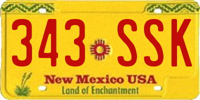 NM license plate 343SSK