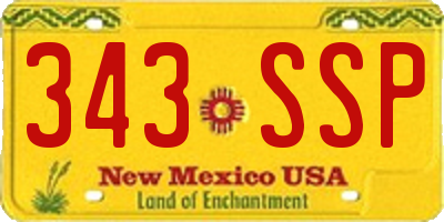 NM license plate 343SSP
