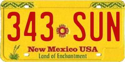 NM license plate 343SUN