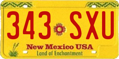 NM license plate 343SXU