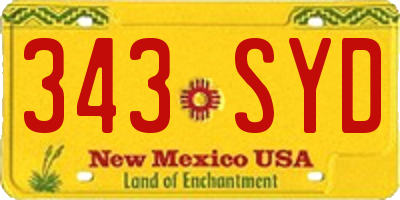 NM license plate 343SYD