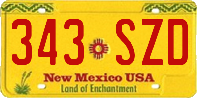NM license plate 343SZD