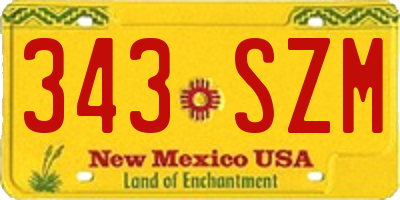 NM license plate 343SZM