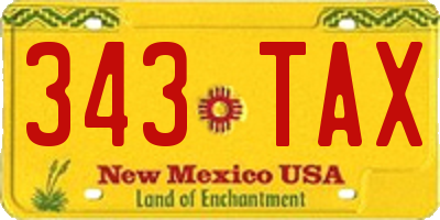 NM license plate 343TAX