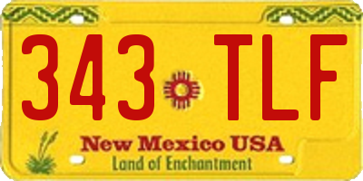 NM license plate 343TLF