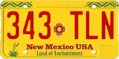NM license plate 343TLN