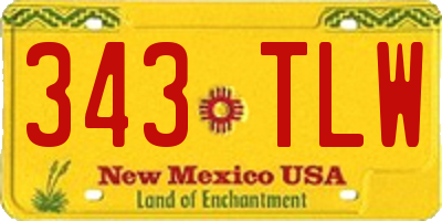NM license plate 343TLW