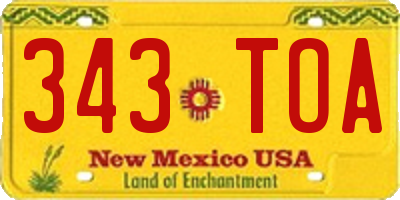 NM license plate 343TOA