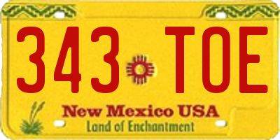 NM license plate 343TOE