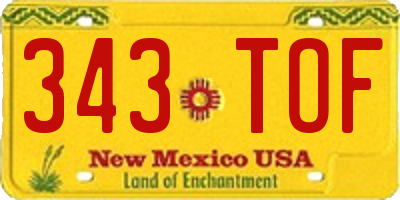 NM license plate 343TOF