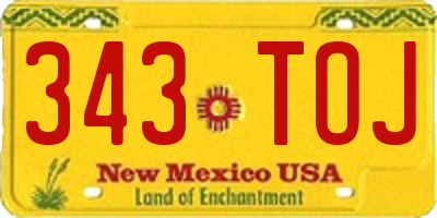 NM license plate 343TOJ