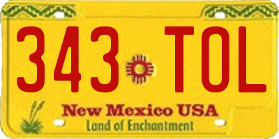 NM license plate 343TOL