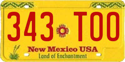 NM license plate 343TOO