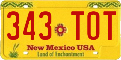 NM license plate 343TOT